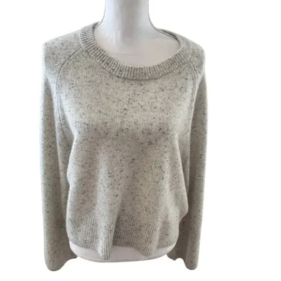 Rachel Zoe Speckled Boxy Crewneck Sweater Cream Gray Black XL - Picture 2 of 6